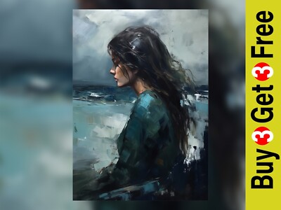 Nachdenkliches Frauenprofil Ölgemälde Druck - nachdenkliche Kunst Dekor 5 ''x 7''