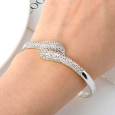 Snake Cuff Stainless Steel Bangle Bracelet CZ - SS 18K Gold plated - Tarn proof