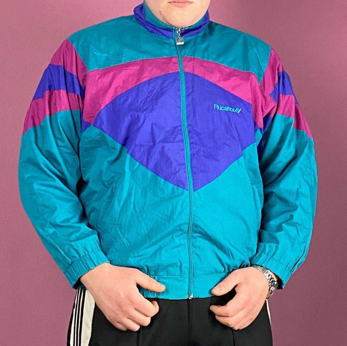 90s Vintage Men's Windbreaker Jacket - XL Multicolor Nylon 90s Vintage Men's Windbreaker Jacket - XL Multicolor Nylon