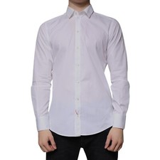 DOLCE & GABBANA Shirt White Cotton Long Sleeve Formal Dress 39/US15.5/S 350usd