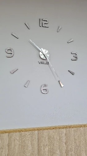 Silver Large Number Wall Clock Quartz 3D Home Kitchen Living Room Décor New - Picture 9 of 14