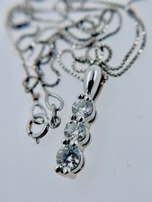 14K Solid White Gold Link Chain Necklace 18"w .5 Cttw Diamond pendant