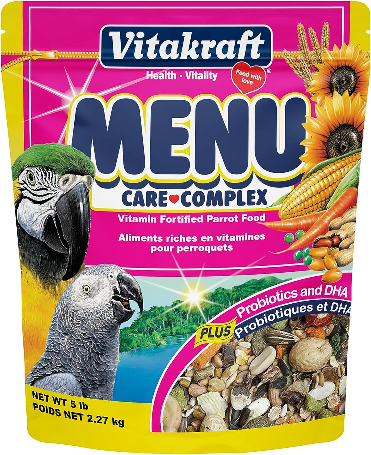 Vitakraft Menu Premium Parrot Food - Vitamin-Fortified - Macaw, Amazon, Conure,