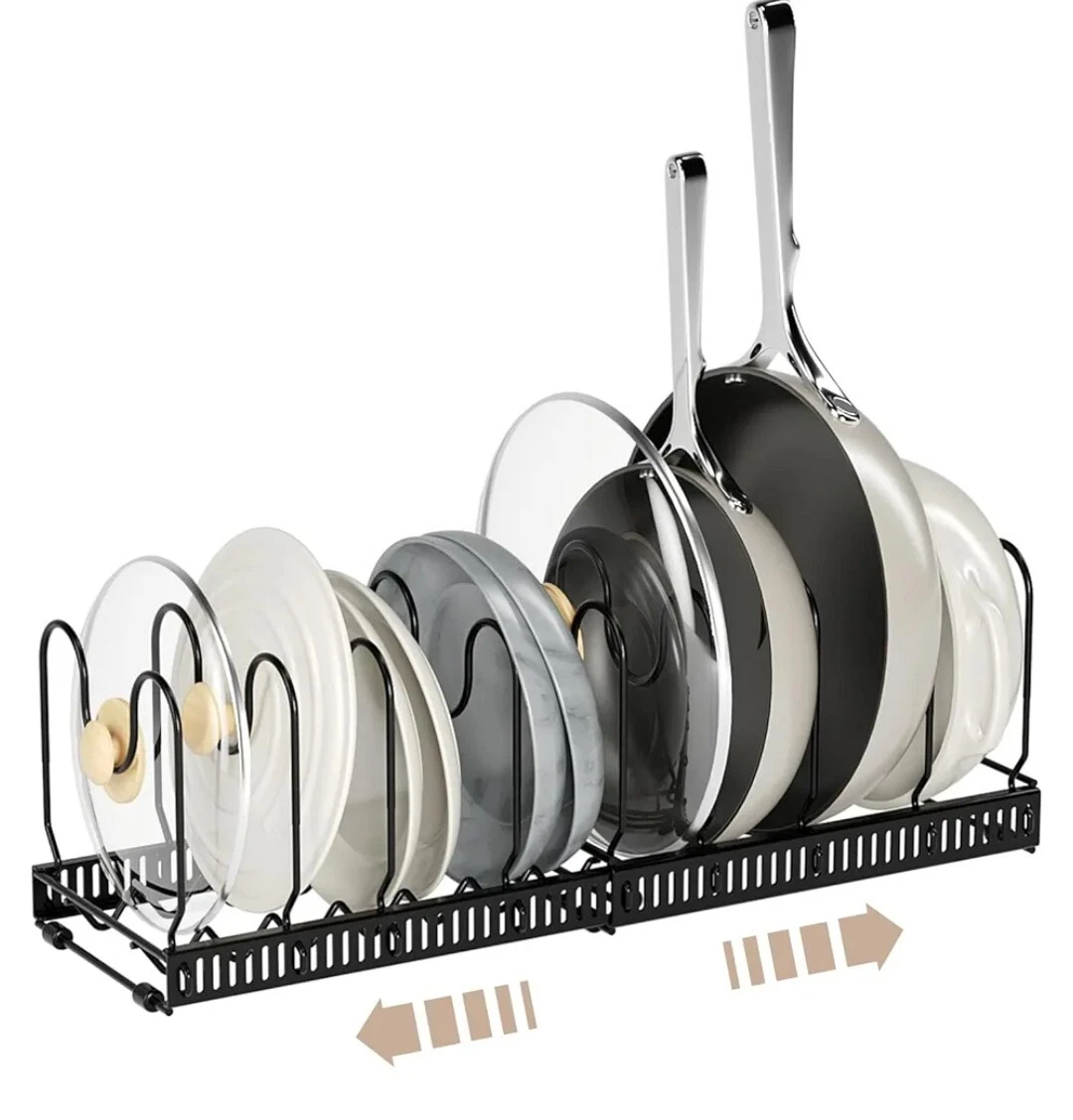 Expandable Pan Organiser Rack – Kitchen Cupboard Cookware Storage Stand