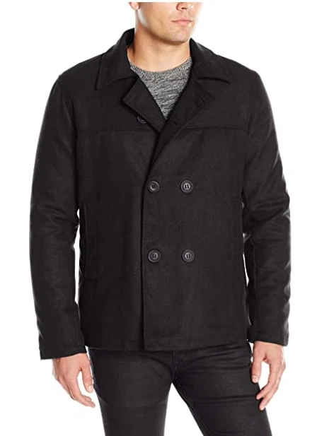 Brave Soul Carlos Black Double Breasted Pea Coat Medium TD022 FF 05 - Image 3 of 3