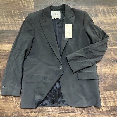 NWT ba&sh Bash Veste Heroes Satiny 1 Button Blazer Jacket Carbone Gray Sz 2 med