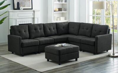 Furniture Modular Sofa Set Couch L-Shaped Settee Soft Seat Comfortable Backrest 