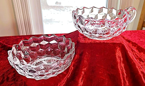 Fostoria American Clear 4 1/2" Diam Bowls / Nappy, 1 3/4" & 2"H V VG Condition