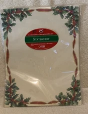 37 Pc Gartner Studios IVORY w/HOLLY BORDER Stationery Sheets 8.5x11 - EUC