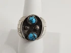 VTG Native American Sterling Silver & Turquoise Stones Shadowbox Ring Sz 10 1/4