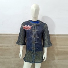 Medieval Mild Steel Chainmail Shirt 9mm Flat Riveted Half Sleeve for LARP Armor