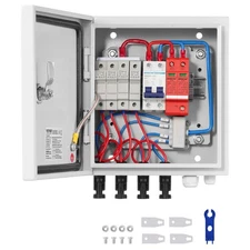 VEVOR PV Combiner Box, 4 String, Solar Combiner Box with 15A Rated Current Fuse