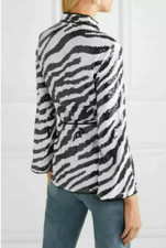 New Rixo Blossom Tiger-print Sequined Chiffon Wrap Top Sz XS