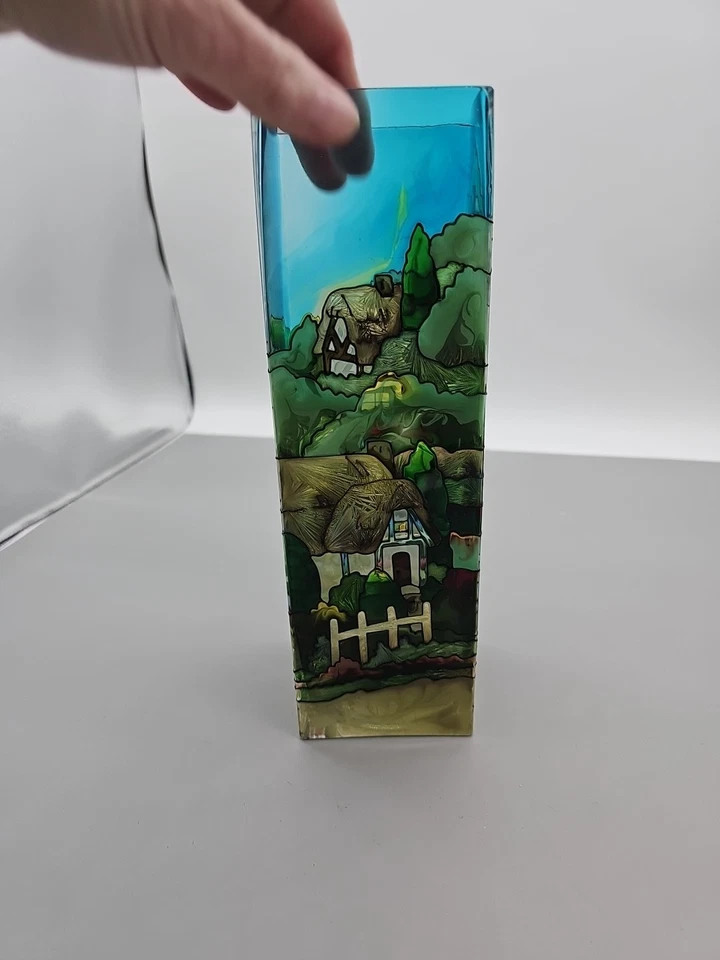 Jarrón portavelas vintage Joan Baker de vidrio pintado a mano cita bíblica 10" Foto 4 de 4