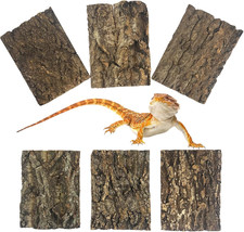 Natural Reptile Cork Bark Bedding Bearded Dragon Climbing Wall Mat 6PCS Cork Woo