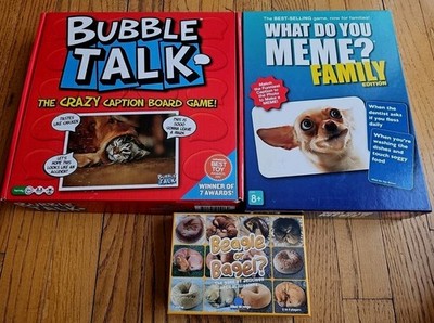 Bubble Talk, What Do You Meme? Family, & Beagle or Bagel Family Game Lot 7+