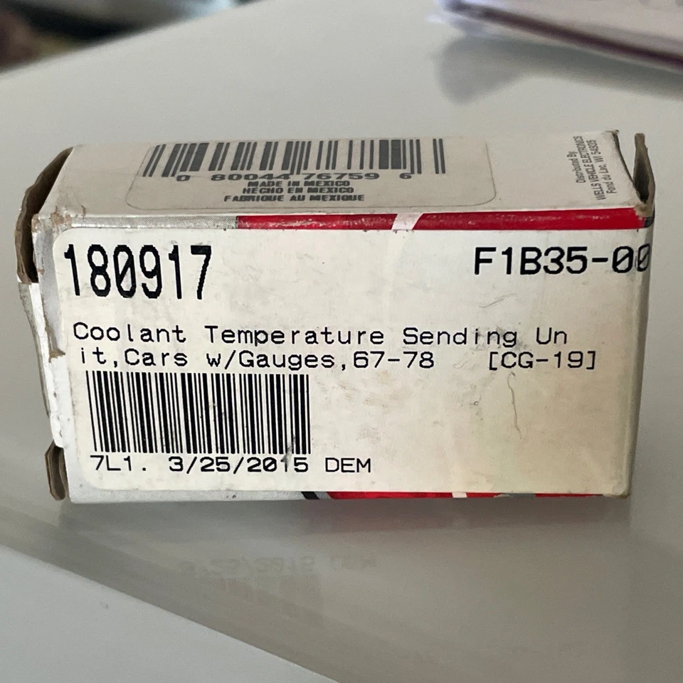 ADVANTECH Coolant Temperature Sending Unit F1B35-08 Fits 1967–1978 Cars w/Gauges - Image 2 of 4