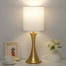 Gold Bedside Lamp Touch Control Table for Base with White Shade