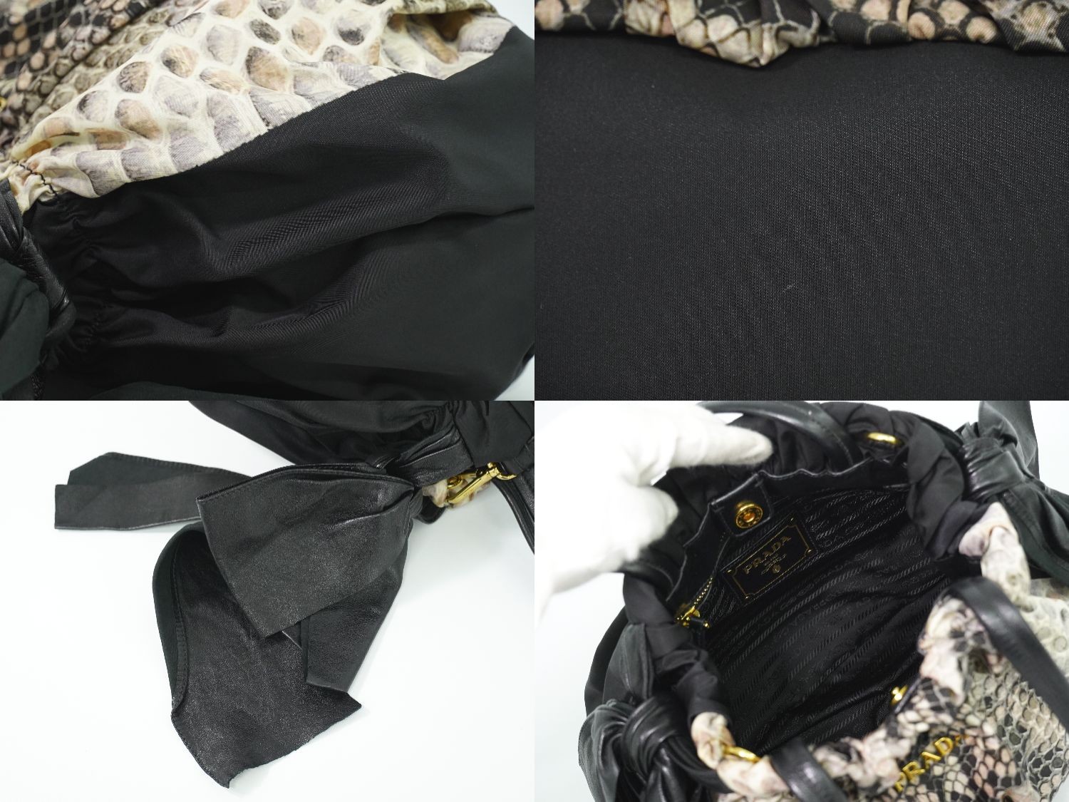 PRADA Python Pattern 2W Shoulder Bag Black Nylon … - image 7