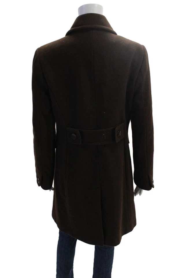 Abrigo Mackintosh Mujer Lana Cuello Abotonado Invierno Guisante Marrón Talla M Foto 3 de 4