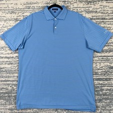 Peter Millar Crown Crafted Mens XL Blue Striped Performance Golf Polo Shirt
