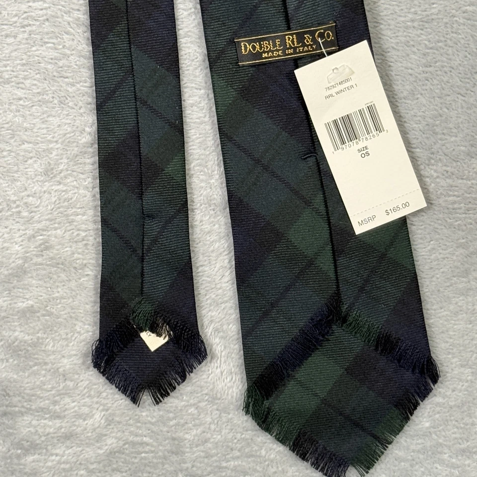 RRL Ralph Lauren Corbata Hombre Talla Única Negro Reloj Tartán Cuadros Lana Hecho a Mano Italia Foto 3 de 4