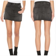 Current/Elliott Black Button fly Denim Jean Skirt Raw Hem - Size 27