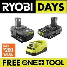 RYOBI ONE+ 18V Lithium-Ion Starter Kit with 4.0 Ah & 2.0 Ah Battery, and Charger