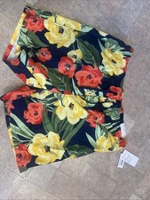 Old Navy Men  s Swim Suit Trunks Tropical Lined Large NWT Flower Blue Yellow