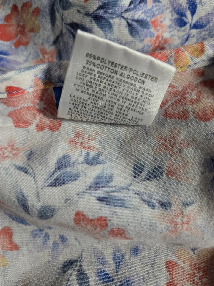 Crest Scrub Jacket Size S-Blue/White Floral Snap-Up-Chest 23"/L 27" - Image 4 of 4