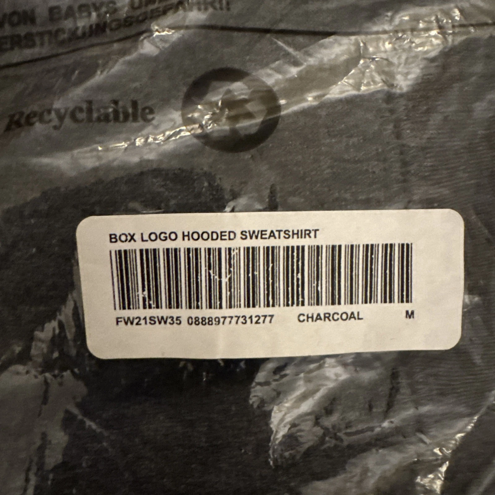 Felpa con cappuccio Supreme Box logo FW21 nuova antracite media