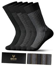 Mens Dress Socks, Premium Bamboo Rayon Socks for Men, 7-14 5 Pairs Black Socks
