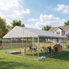 PawHut 19.7' x 19.7' x 8.9' Outdoor Dog Kennel with Roof, Secure Latch