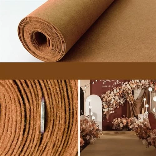  Tapete corredor tapete para festa, corredor corredor de feltro 3 x 15 pés com 3x15 pés marrom - Imagem 4 de 4