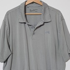 Under Armour Men's Polo Shirt Gray White Stripe Heatgear Loose Fit Golf Size 2XL