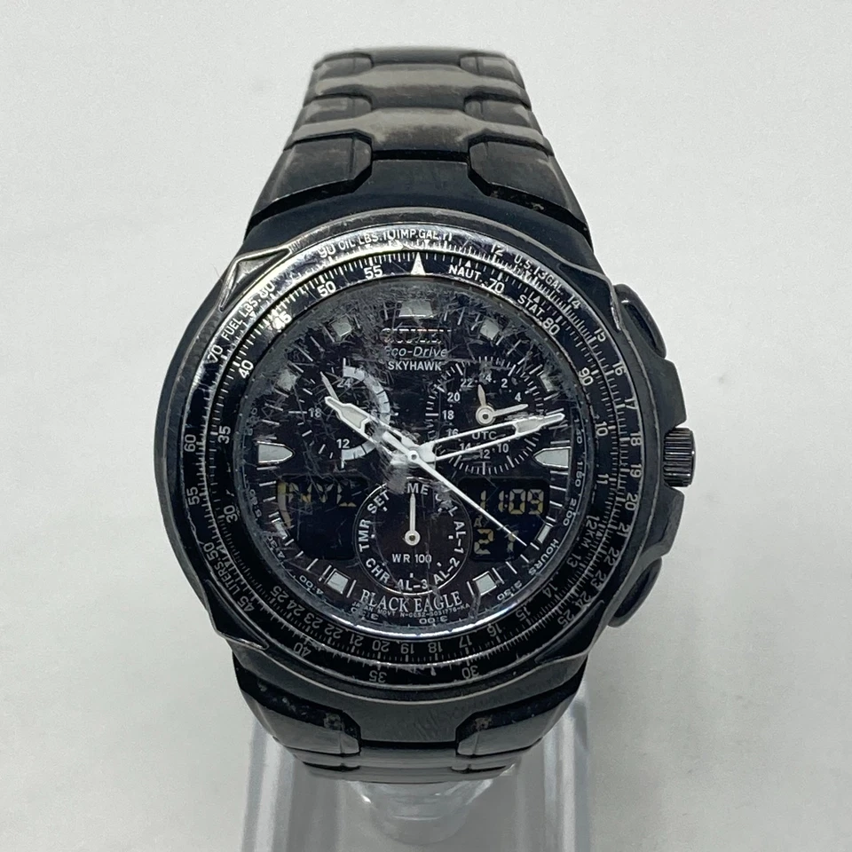 Citizen Skyhawk Black Eagle Watch Men 44mm Eco-Drive Analog Digital World Time - Image 2 of 4