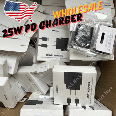 25w Type C USB-C Fast Wall Charger 3FT Cable Lot For Samsung Galaxy S25 S24 S23