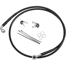Drag Specialties Extended Stainless Steel Front Brake Line Kit - Black Vinyl Coa