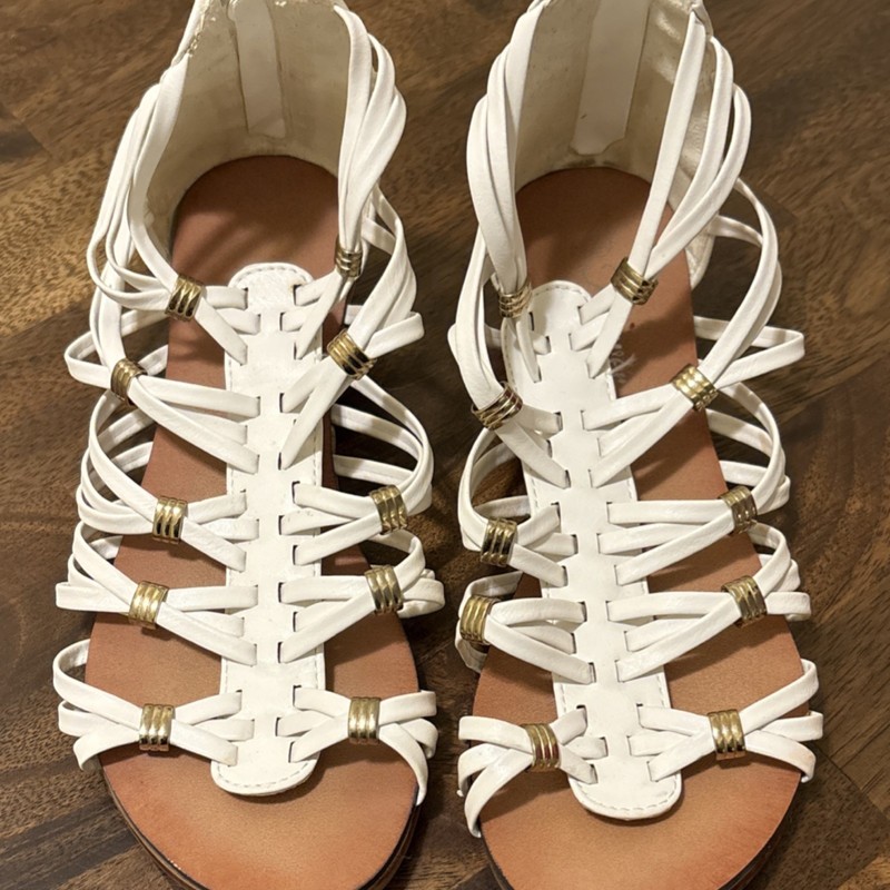 Style & Co. White Strappy Gladiator Sandals  Zip Closure Women's Size 6 