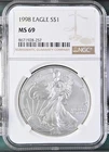 1998 $1 American Silver Eagle NGC MS69