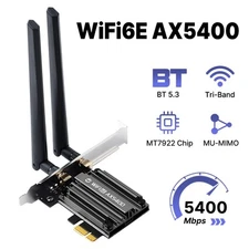 PCIe WiFi 6E Network Card – Tri-Band 5400Mbps 802.11ax Bluetooth 5.3 for Desktop