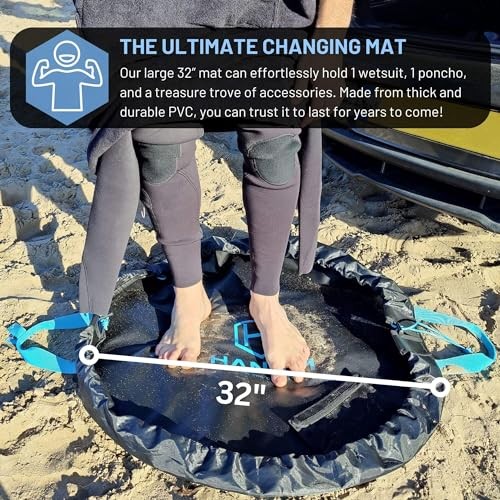  Wetsuit Changing Mat Bag - Surf Changing Mat with Shoulder Strap, Wetsuit Blue - Picture 3 of 6