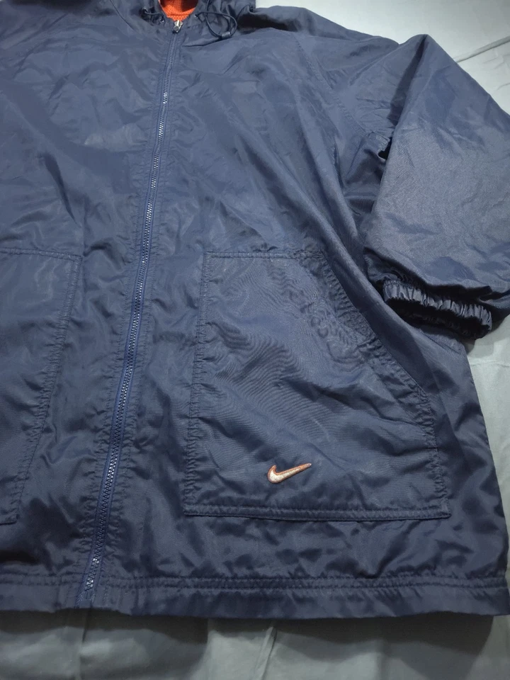 Vintage Nike Jacket Mens Extra Large Blue Coat Parka Lined Rain Swoosh Hood 90s - Image 4 of 4