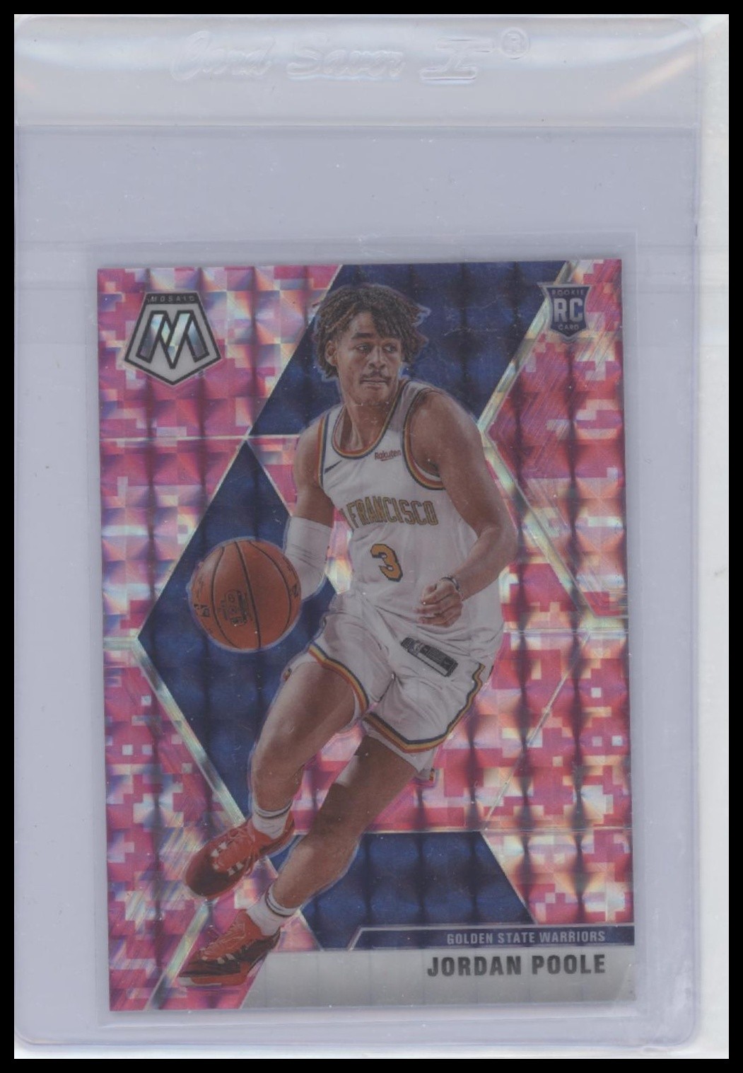 2019-20 Panini Mosaic #228 Jordan Poole Camo Pink RC