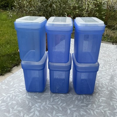 Tupperware 6 x Swing-Box Set 450 ml Gewürzbehälter Gewürz-Boxen Kippdeckel Blau