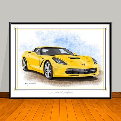 C7 Corvette Stingray Muscle Car Art Print 18 X 24