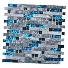 grout Decorative Tile, Blue/Gray, Glass, for Kitchen 5pcs Blue Marble