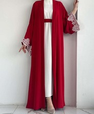 Women Muslim Open Cardigan Abaya Maxi Dress Sets 2 Piece Kaftan Islamic Kimono