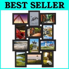 Multi-Photo Black Plastic Frame - 12 Picture Display