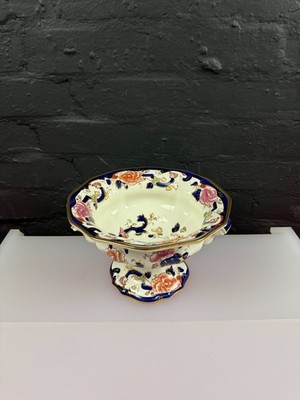 Masons Mandalay Obst-Servierschale / Schale mit Blaufuß 23,5 cm breit 14,5 cm hoch